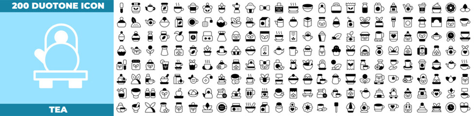 Tea Duotone Editable Icons set