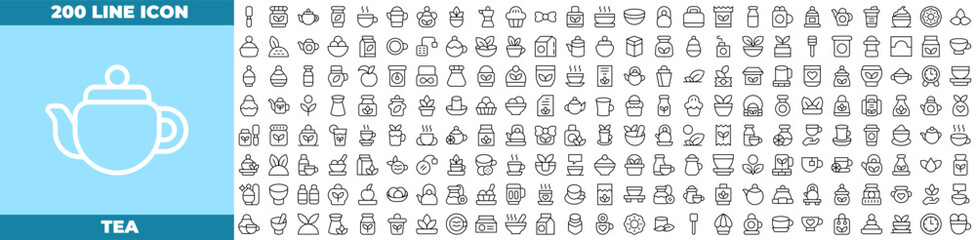 Tea Line Editable Icons set