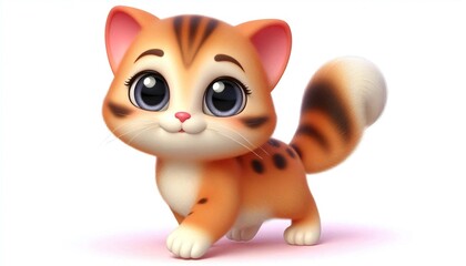 Cartoon 3D mammal kitten cute