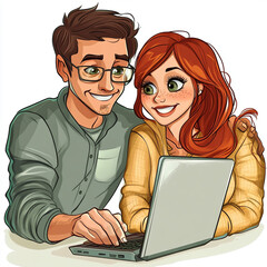 A couple of Businessman work on a Laptop 