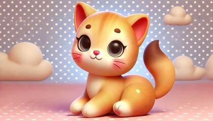 Fototapeta premium Cartoon 3D mammal kitten cute
