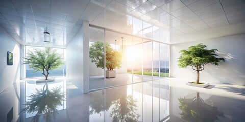 Abstract Double Exposure Photography of a Minimalist White Room Capturing Architectural Design and Natural Light Play for Modern Interior Spaces