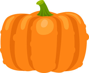 Vibrant orange pumpkin featuring distinct segments and a sturdy green stem, embodying the essence of autumn harvest and festive celebrations for halloween and thanksgiving