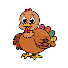Naklejka premium cute hen cartoon, Cute chicken hen cartoon crowing