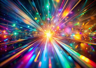 Abstract Moving Background with Holographic Rays in Low Light, Creating a Mysterious Atmosphere Ideal for Digital Art and Visual Effects in Modern Design Projects