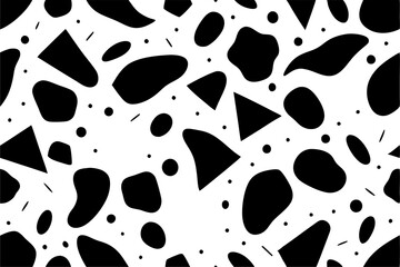 Vector black and white cow texture seamless pattern background