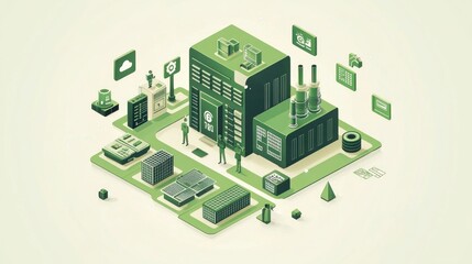 Futuristic Eco-Friendly Innovations in 2D Flat Illustration for Green Tech Startup Presentation