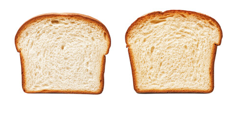 Two slices of toasted bread are shown against a black background, on transparent background , png