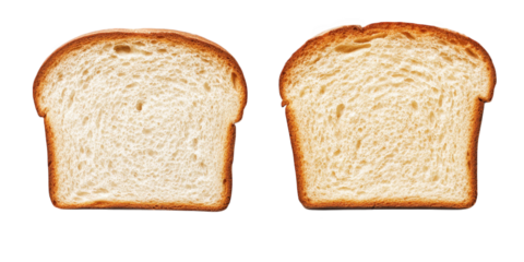 Two slices of toasted bread are shown against a black background, on transparent background , png
