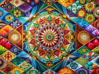 Abstract Textured Artwork Featuring Vibrant Colors and Patterns in a Dynamic Composition, Emphasizing the Rule of Thirds for Stunning Visual Impact and Aesthetic Appeal