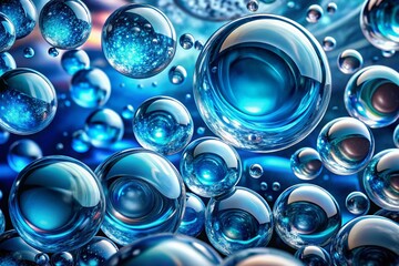 Abstract Water Bubble Background with Blue Spheres and Fluid Patterns for Modern Architectural Photography