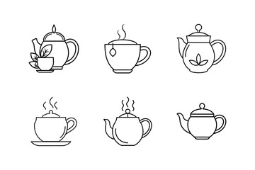 tea icon line art vector illustration