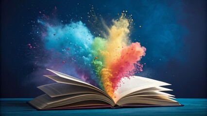 Rainbow Explosion from Open Book Color Burst, Imagination, Literature, Photography Keywords Book, Imagination