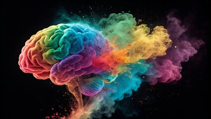 Obraz premium Rainbow Brain Explosion A Colorful Abstract Composition, Brain, Creativity, Mind Creativity, Abstract art