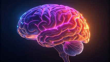 Glowing Brain 3D Render, Neural Network, Cognitive Function, Brain Anatomy, Neuroscience Neuroanatomy, Brain Imaging
