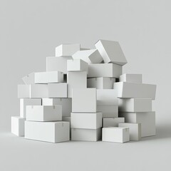Fototapeta premium Stacked White Boxes for Shipping and Storage