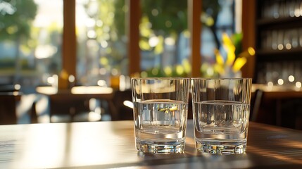 Empty Glasses Set in a Restaurant &ndash; 16K Resolution Ultra-Clear Image