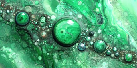 Abstract green fluid art painting