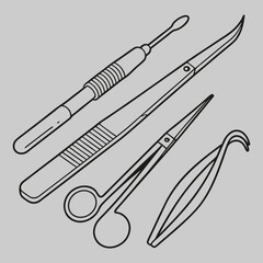 clinical  tool silhouette vector pencil art and illustration