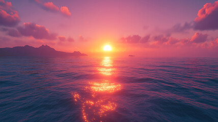 Beautiful sunrise over the sea with soft golden light reflecting on the water