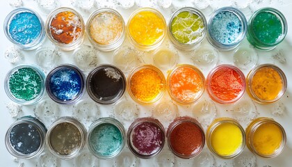 Petri dishes filled with vibrant bacterial cultures showcasing intricate patterns in the realm of medical research.