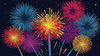 Fototapeta premium Colorful Fireworks Display in Night Sky