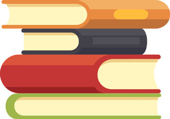 Fototapeta premium Four vibrant books stacked together, forming an eye catching display that symbolizes learning, knowledge, and the pursuit of education in various fields of study
