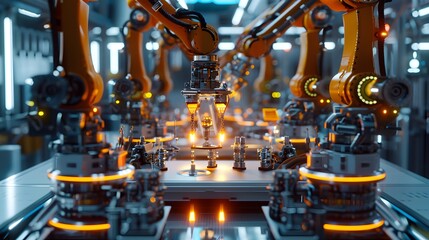 Fototapeta premium A close up of a bunch of glowing orange objects