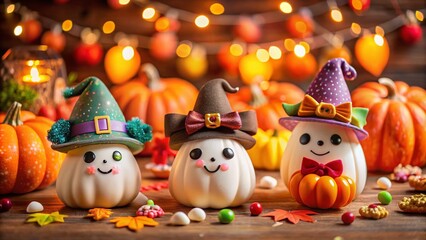 Adorable Cute Ghost Halloween Decor with Charming Expressions, Festive Colors, and Playful Accessories for Spooky Celebrations and Autumnal Home Decor Ideas