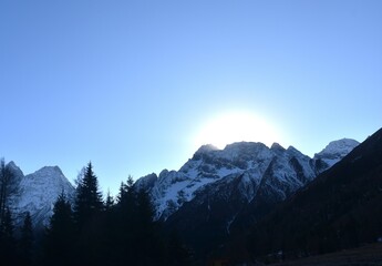 Four Girls Mountain or Siguniangshan as know as Switzerland travel location of China with sky background