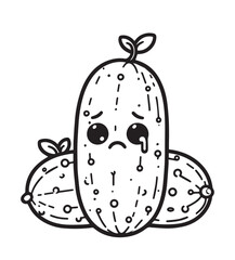 Coloring education page cucumber sad act 