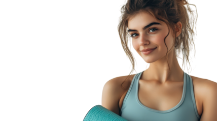 Empowering Image of a Girl Dressed as a Yoga Instructor Ready to Lead a Class Demonstrating Wellness and Fitness.