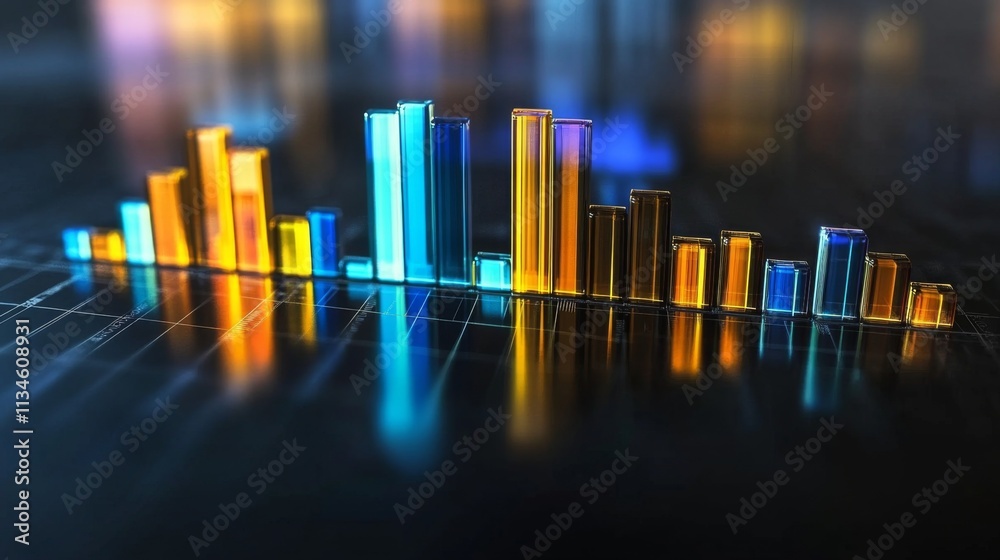 Leinwandbilder Vibrant Abstract Data Visualization with Colorful Bar Graphs
