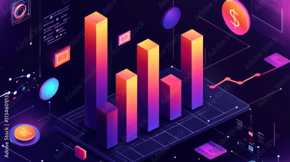 Poster Colorful Graphical Representation of Financial Data and Analytics