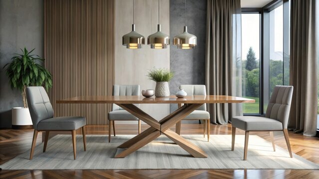 Sleek and contemporary dining table perfect for modern interior design, minimalist, stylish, elegant