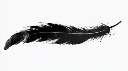 Obraz premium A detailed black feather showcases artistic brush strokes, symbolizing elegance and creativity