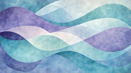 Artistic pastel waves blending into soft geometric shapes on a gradient background of teal and lavender