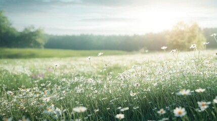 Fototapeta premium A Peaceful Meadow with Wildflowers