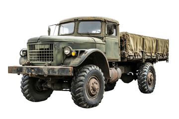 Fototapeta premium A truck with a white stripe on the side and a black cross on the hood. on transparent background.
