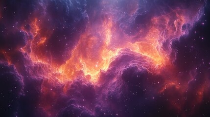 Fototapeta premium A vibrant cosmic scene depicting swirling clouds of gas and stars in a nebula.