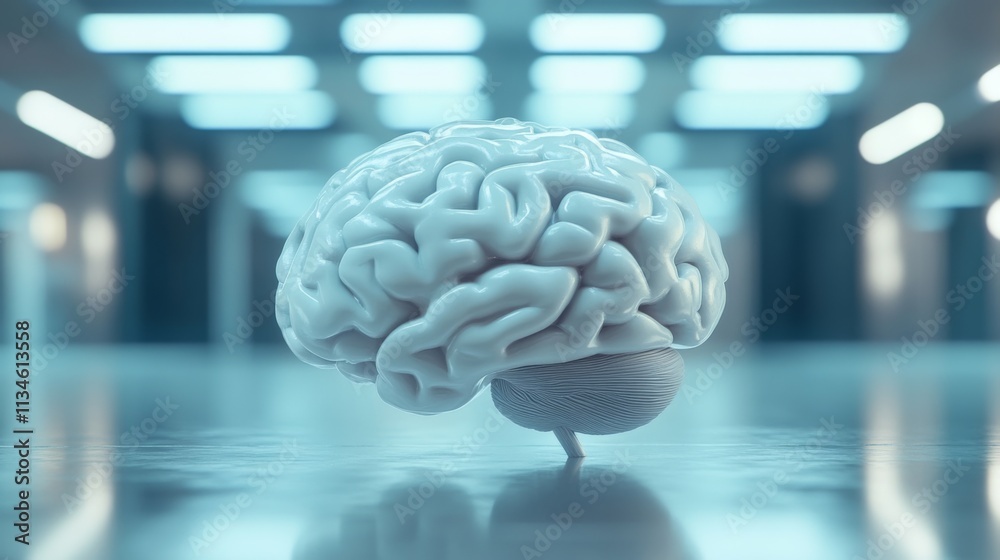 Aufkleber realistic human brain model on smooth surface in modern environment