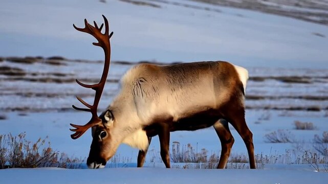 rangifer tarandus in snow