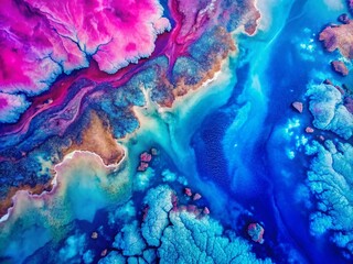 Fototapeta premium Aerial Photography of a Dreamy Blue and Pink Background with Abstract Patterns and Textures, Perfect for Creative Projects and Modern Digital Art Displays