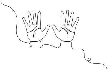 Human hand continuous one line drawing of human arm in isolate outline simple vector icon