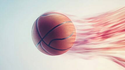 Fototapeta premium Dynamic Motion of a Basketball in Flight with Blurred Effects and Vibrant Colors Representing Speed and Energy in Sports Photography