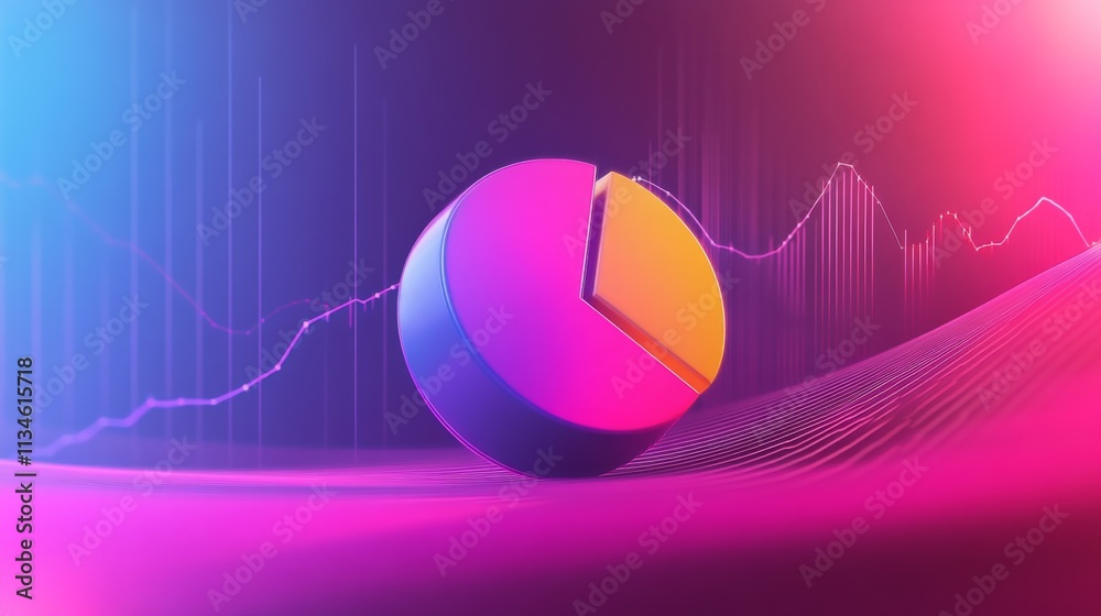 Fototapete colorful pie chart with abstract background and data visualization