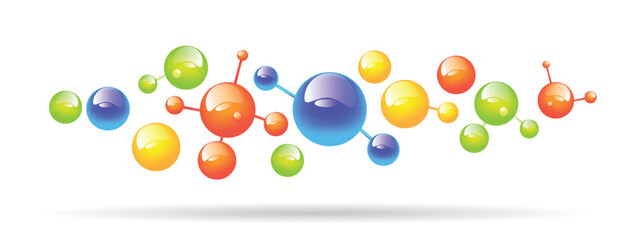 Abstract Molecule Realistic Different Colors Background. Science health care and medicine, macro world concept vector