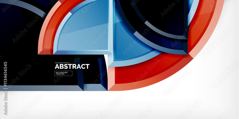 Poster Abstract background - circles and round triangles with 3d effect. Vector Illustration For Wallpaper, Banner, Background, Card, Book Illustration, landing page