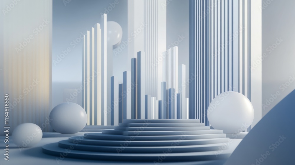 Poster Modern Abstract Architectural Design in Soft Color Palette
