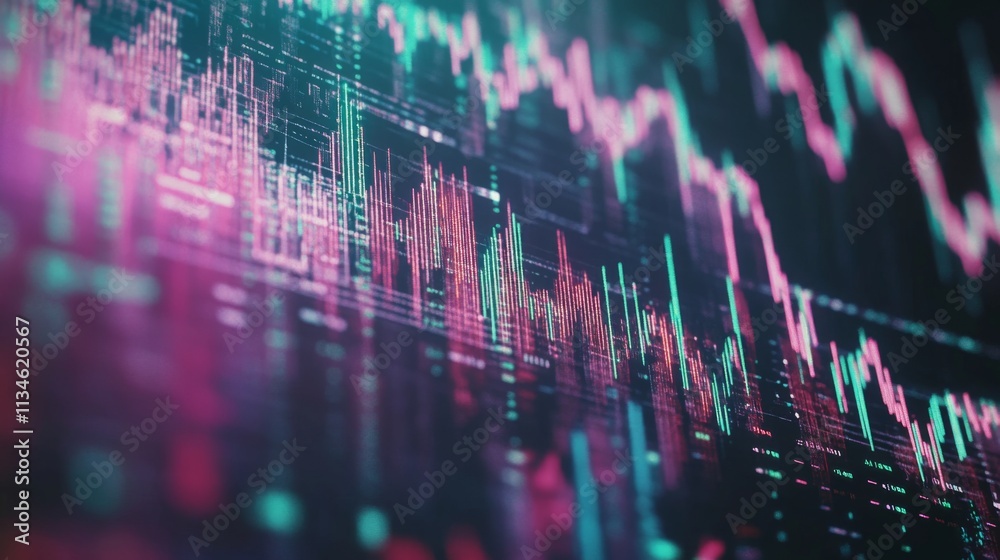 Poster Abstract Data Visualization with Colorful Stock Market Trends Graph